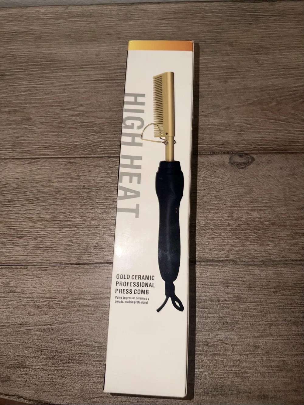 High Heat Gold Ceramic Professional Press Comb - Black Handle